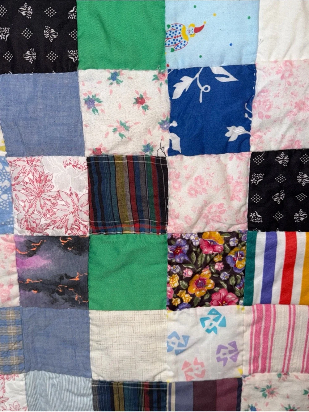 Patchwork Quilted Throw - Multicolor Square Design 40x46